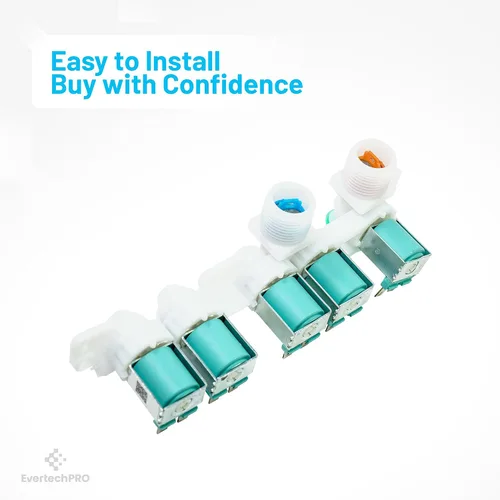 Vista 5 de EvertechPRO DC97-15459G Válvula de entrada de agua compatible con arandelas Samsung, 2 puertos roscados para caliente y frío