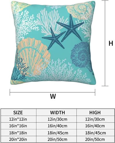 Vista 4 de Fundas de almohada de playa costera 18x18, juego de 2, fundas de almohada decorativas con diseño de estrella de mar y caballito de mar
