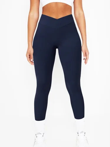 Vista 2 de Mstaad Leggings de entrenamiento de cintura cruzada para mujer, pantalones de yoga para gimnasio y yoga con espalda en V