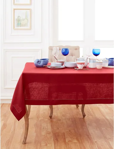Vista 91 de Solino Home Mantel de lino blanco de 52 x 52 pulgadas, mantel cuadrado de lino 100% puro, con dobladillo clásico, lavable a máquina para verano