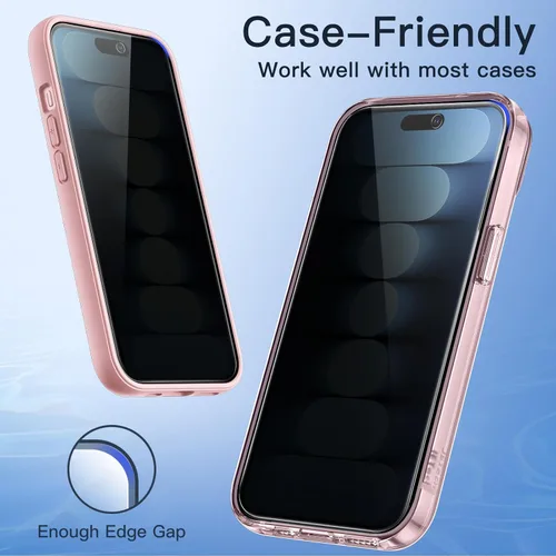 Vista 8 de JETech Protector de pantalla de privacidad para iPhone 15 de 6.1 pulgadas, película de vidrio templado anti espía con herramienta de fácil