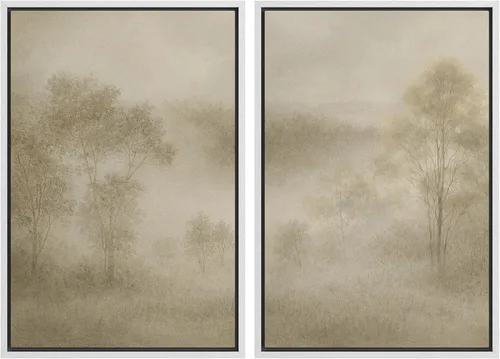 Vista 108 de SIGNWIN Lienzo enmarcado para pared, juego de arte con anillos de árbol de bosque grunge en blanco y negro, ilustraciones de naturaleza silvestre