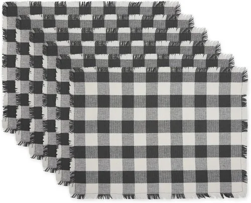 Vista 14 de DII Colección de Mesa a Cuadros Pesada con Flecos, Camino de Mesa, 14x72 pulgadas, Gris 2-Gris