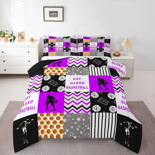 Vista 10 de Erosebridal Edredón de baloncesto para niños, juegos deportivos, inserción de edredón individual para niños, adolescentes y adultos, juego