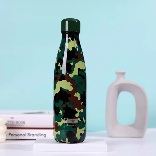 Vista 2 de IDRINK® Revolutionary - Botella con aislamiento térmico, 2 paredes, botella de acero inoxidable, 16.9 fl oz camuflaje Mimetic