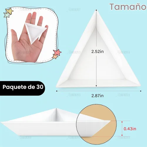 Vista 2 de AUEAR, Bandejas de clasificación de cuentas de plástico para proyectos de joyería de bricolaje (blanco, paquete de 30 triángulos)