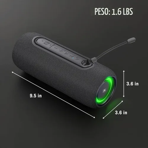 Vista 7 de Fisher Altavoces Bluetooth portátiles IPX5 impermeable altavoz, 14 W de potencia máxima estéreo Bluetooth altavoz, luces RGB, TWS, BT 5.3, micrófono