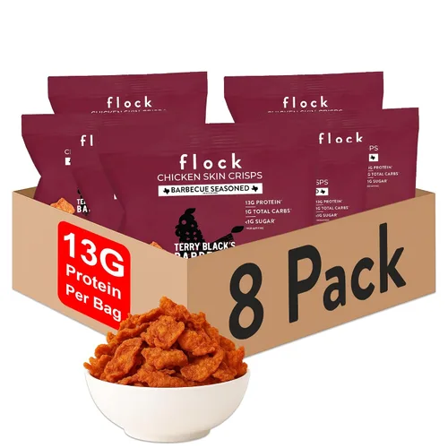 Vista 12 de Flock Chips de piel de pollo Keto Hattie B's Nashville Hot Flavor Pieles de pollo fritas bajas en carbohidratos, altas en proteínas, sin azúcar