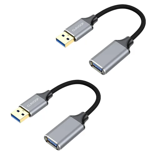 Vista 12 de Cable de extensión USB corto de 6 pulgadas, cable extensor USB A 3.0 macho a hembra trenzado compatible con unidad flash, impresora, cámara, ratón