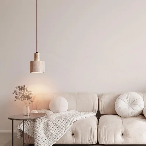 Vista 4 de Moderna lámpara colgante de 4.7 pulgadas, lámpara colgante cilíndrica retro nórdica para sala de estar, lámpara colgante de estilo japonés