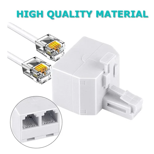 Vista 2 de Adaptador, RJ-11 Splitter 6P4C Dual LINE 1 LINE 2, Blanco - 1 (UNA) Unidad