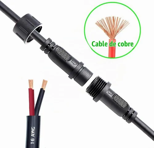 Vista 5 de Conector impermeable de 2 cables, conector LED macho hembra de 2 pines, con cable de extensión IP68 de 16 AWG de 7.9 in para automóvil, barco