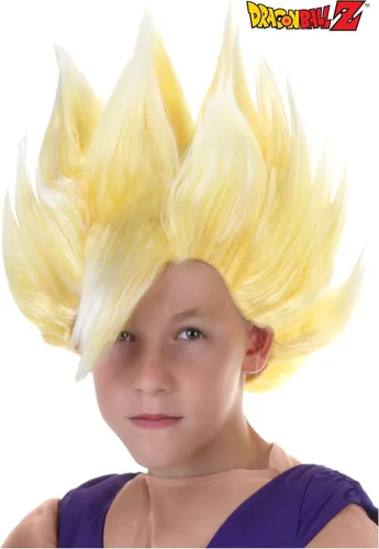 Vista 2 de Fun Costumes Dragon Ball Z Kid Gohan Super Saiyan Peluca para niños, peluca rubia puntiaguda con licencia oficial para DBZ Anime Cosplay