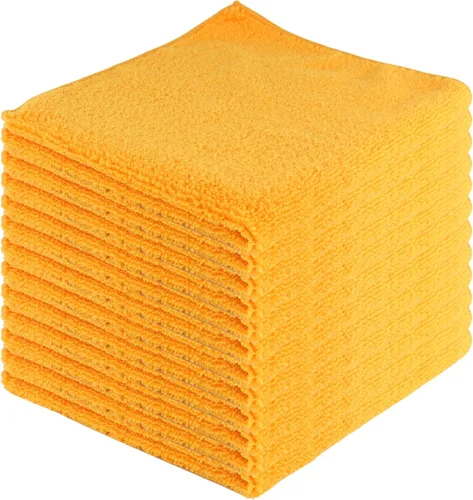 Vista 24 de Toallas de limpieza de microfibra, paquete de 12, 16 x 16 pulgadas, multiusos, más suaves, altamente absorbentes, sin pelusas, reutilizables Negro