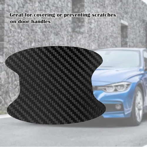 Vista 8 de kingsea 4 protectores contra arañazos para manija de puerta de automóvil, textura magnética extraíble de fibra de carbono 3D, textura de fibra