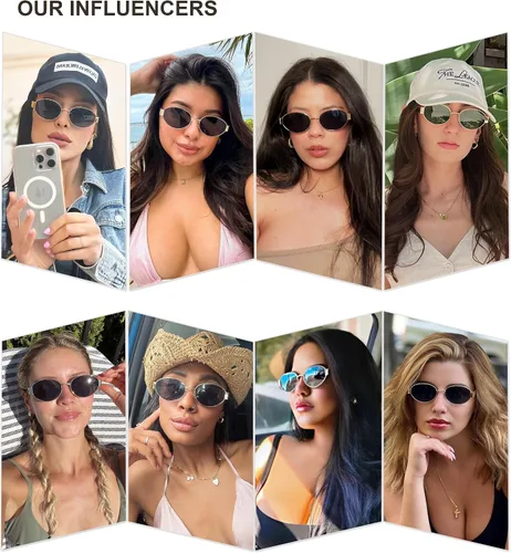 Vista 3 de SOJOS Gafas de sol ovaladas retro para mujer, de moda, clásicas, con protección UV400, SJ1256