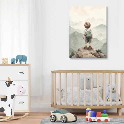 Vista 3 de Decoración de pared para cuarto de bebé, decoración de habitación de niño y aventura, arte de pared de montaña en acuarela para niños, decoración