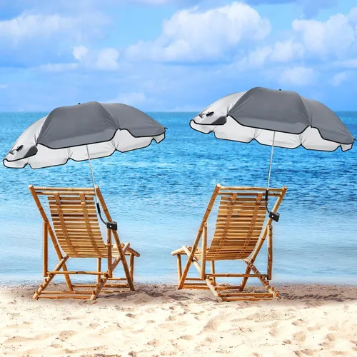 Vista 11 de Buryeah Paraguas automático para silla con abrazadera universal de 44 pulgadas, UPF 50+, abrazadera portátil en silla de playa, sombrilla ajustable