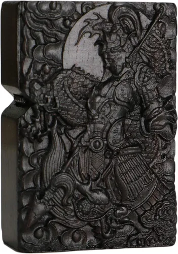 Vista 13 de Carcasa exterior de encendedor tallado en madera negra de ébano natural para kit de inserción Zippo (1000 brazos Avalokiteshvara de la diosa 3#)