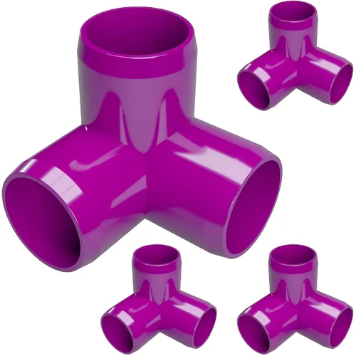 Vista 12 de Codo de 3 vías de PVC de grado para muebles de 1 pulgada en amarillo, fabricado en Estados Unidos, resistente a los rayos UV, a prueba de impactos