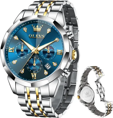 Vista 12 de OLEVS - Relojes para hombre de diamantes de lujo, casual, esfera grande, acero inoxidable, impermeable, para negocios, de vestir, analógico