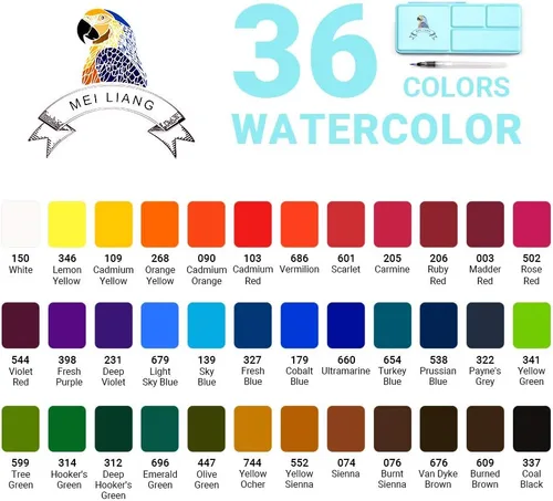 Vista 5 de Paquete de pintura de acuarela MeiLiang, 36 colores vivos con Arrtx 30 colores acrílicos para pintura rupestre, perfecto para estudiantes, niños