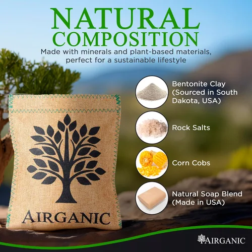 Vista 3 de Bolsas deshumidificadoras naturales con absorción de humedad (paquete de 1) – Bolsas desecantes de plantas y minerales para armario, coche, seguro