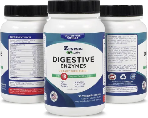 Vista 4 de Enzimas digestivas, con amylase, bromelain, proteasa, lipase y otras 14 enzimas (90 cápsulas), de Zenesis Labs