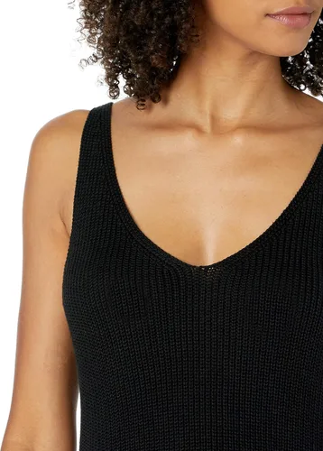 Vista 4 de The Drop Claire - Suéter acanalado con textura de doble cuello en V para mujer