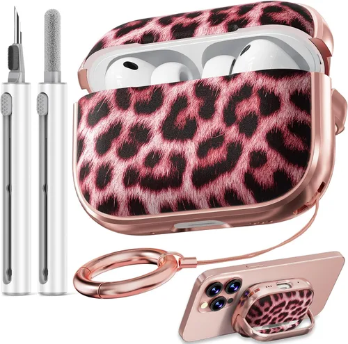 Vista 44 de Inesore Funda con bloqueo de seguridad para AirPods 4 2024, bonita funda floral para AirPod de 4ª generación para mujeres con kit limpiador