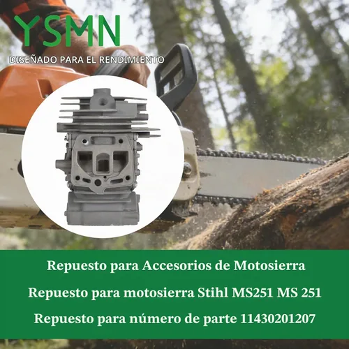 Vista 4 de Kit de pistón de cilindro YSMN 1.732 in reemplazo para Stihl MS251 MS 251