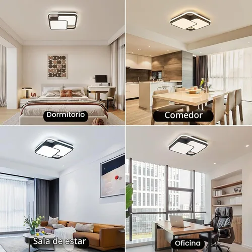 Vista 2 de ORANOOR - Lámpara de techo LED moderna, lámpara de techo de montaje empotrado regulable de 15.7 pulgadas en forma de cuadrado negro con control