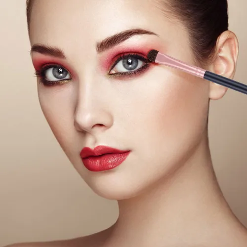 Vista 2 de docolor Juego de brochas de sombra de ojos, mango de madera de oro rosa negro con oro rosa