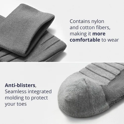 Vista 3 de AKASO 2 Pairs Ultralight Running Socks, Crew Coolmax Cotton Athletic Sport Quarter Hiking & Running Socks for Men & Women Gris