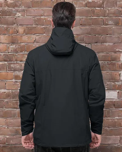 Vista 7 de Outdoor Ventures Chaqueta impermeable plegable con capucha para hombre, ligera, resistente al viento, para ciclismo