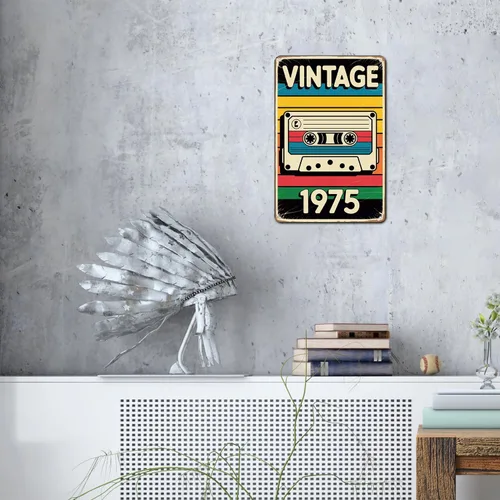 Vista 5 de Cartel de metal retro de 1975 para jardín, patio, bar, porche, garaje, hogar, dormitorio, cocina, decoración de 8 x 12 pulgadas, fácil de colgar