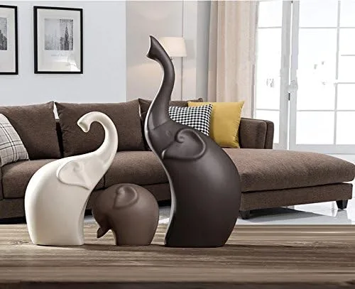 Vista 5 de Decoración para el hogar Elefante de cerámica Artesanías 3pcs Set