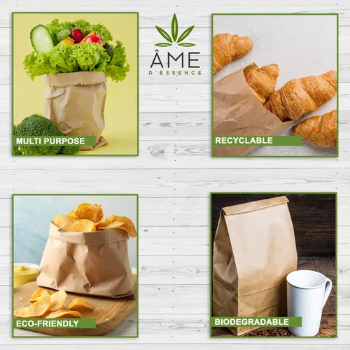 Vista 6 de AME D'ESSENCE (#1-25 piezas) Bolsas de papel kraft marrón reutilizables bolsas de comestibles gran bolsa de regalo, bolsas de compras reciclables