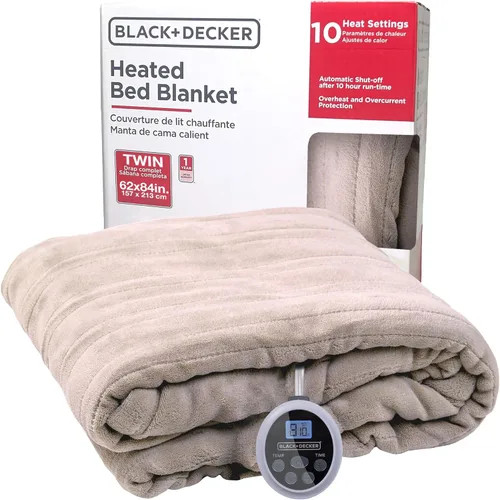 Vista 18 de BLACK+DECKER Manta térmica eléctrica, manta eléctrica de piel de oveja sintética, manta térmica con 4 niveles de calefacción, temporizador de 3