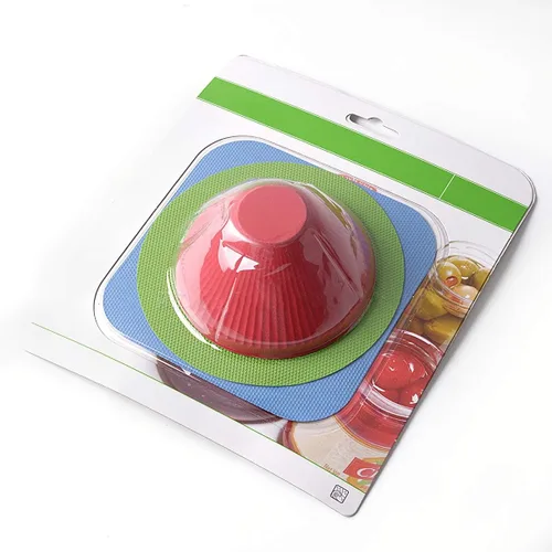 Vista 5 de Juego de 3 agarraderas para tarros, 9 piezas multiusos reutilizables de goma para abridor de tarros, almohadillas de agarre redondas, posavasos