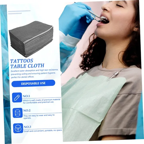 Vista 5 de ABOOFAN 125 piezas de baberos desechables para tatuaje y uso portátil y conveniente baberos suministros