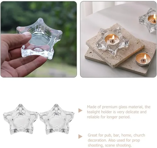 Vista 7 de Portavelas Tealight para Navidad, 2 unidades, portavelas en forma de estrella, para centro de mesa, bodas, mesa de comedor, decoración del hogar