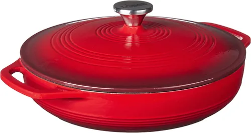 Vista 13 de Lodge Cacerola Ovalada de Hierro Fundido Esmaltado de 3.6 Cuartos con Tapa – Asas Dobles – Apta para Horno hasta 500°F o en Estufa – Úsela