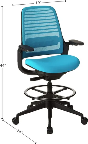 Vista 3 de Steelcase Silla taburete Serie 1, marco de grafito con tela microknit 3D (Blue Jay)