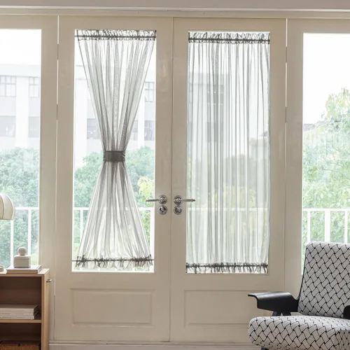 Vista 21 de Aquazolax - Cortinas transparentes para puerta y ventana gris - Cortinas con bolsillo para barra de 25 x 40 pulgadas para puertas de cristal