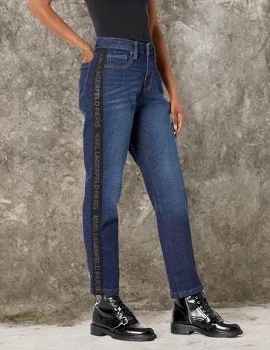 Vista 3 de Karl Lagerfeld Paris Women's Straight Leg Logo Taping Mid Rise Jean