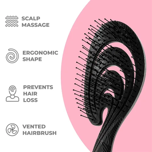 Vista 3 de Ninabella Cepillo orgánico desenredante para el cabello, para mujeres, hombres y niños, no tira del cabello, cepillos alisadores para cabello liso