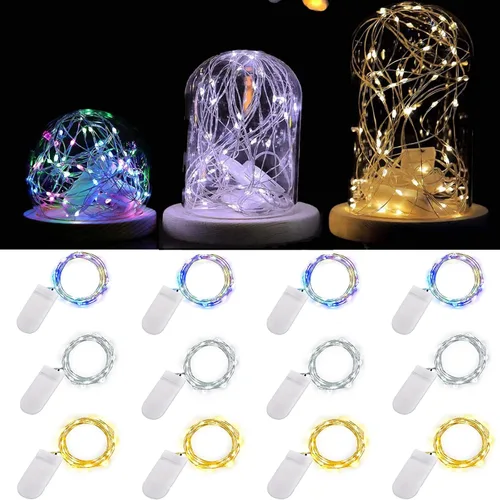 Vista 12 de Ostwiki Guirnalda de luces de hadas que funcionan con pilas, paquete de 6 mini luces de 20 LED, 2,1 metros, luz centelleante de luciérnagas