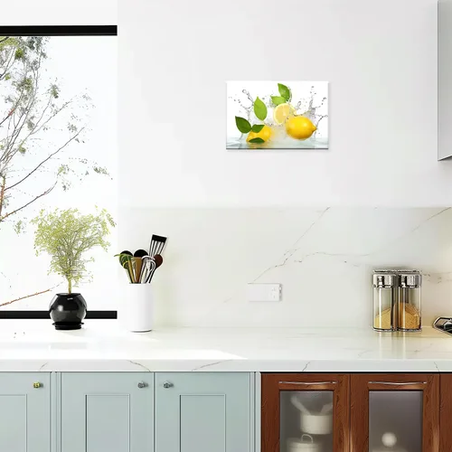 Vista 2 de MODOJOART Lienzo decorativo para pared, diseño de frutas y frutas, limón con pintura al agua, arte moderno sobre lienzo de cocina para comedor