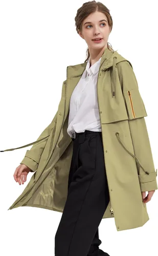 Vista 4 de Orolay Chaqueta ligera larga con capucha para mujer, Anoraks para exteriores